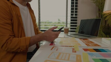 Wall Mural - web developers are designing the layout of digital products to meet the current people's interests, 