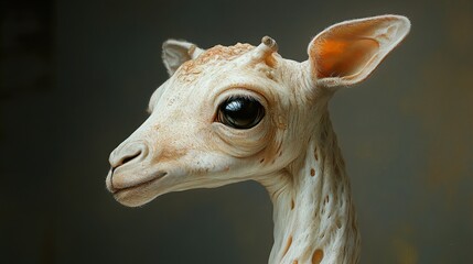 Close-Up Portrait of a Baby Giraffe