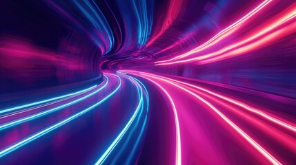 Wall Mural - Abstract Neon Light Trails with Futuristic Design