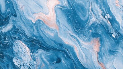 Wall Mural - Blue abstract marbled texture featuring rose quartz hues for a captivating background banner