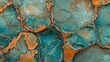 © viking75 - Abstract close-up of a marbled surface with vibrant green and orange tones, featuring intricate cracks and organic patterns. The textured design evokes a fluid, natural aesthetic. AI generative.