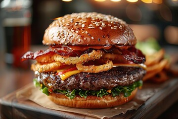 Wall Mural - Close-up of a Delicious Burger