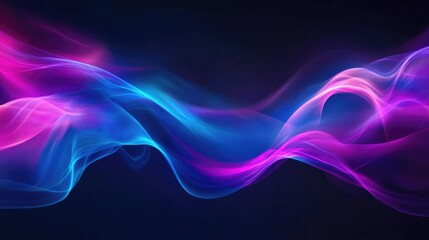 Wall Mural - abstract motion of blue and purple light waves against a dark background