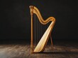 © Siripong - Elegant wooden harp standing against a dark backdrop, showcasing its intricate design and craftsmanship.