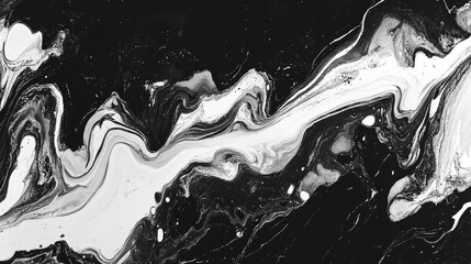 Wall Mural - Black and white marbled texture background panoramic banner design