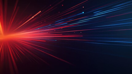 Wall Mural - speedy light lines create motion blur against a dark background simulating data transfer with a grad
