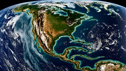 Wall Mural - High definition images of the Earth's surface taken from space, blue stars, and satellite images of the Earth