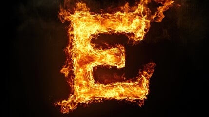 Wall Mural - burning flame forms the letter e in a fiery display