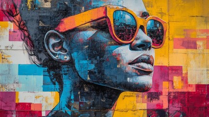 graffiti art face sunglasses.