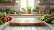 © Friedbert - Wooden Cutting Board on Rustic Kitchen Counter with Fresh Vegetables