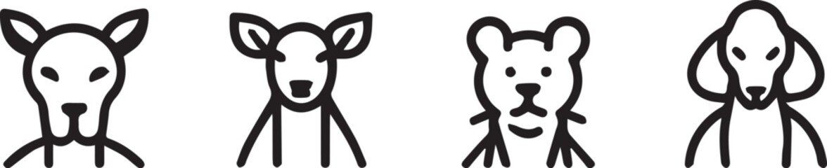 Set animal icons line style vector