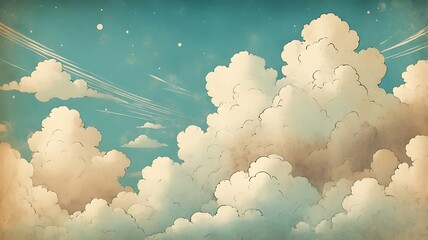 a vintage paper texture with a retro sky design