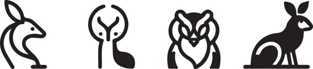 Set animal icons line style vector