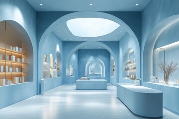 Wall Mural - Minimalist Blue Interior Design with Arches