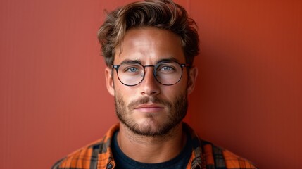 Poster - Portrait of a man with glasses and a beard