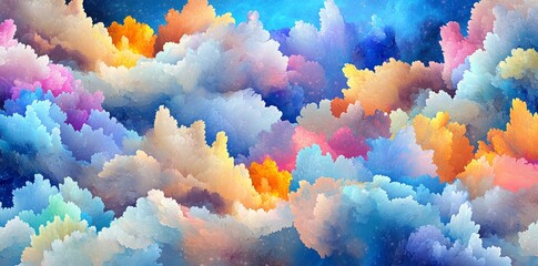Wall Mural - space galaxy cloud nebula with colorful rainbows. starry night cosmos. supernova background image.