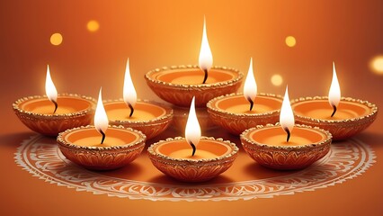 Happy diwali background with traditional oil lamp diya