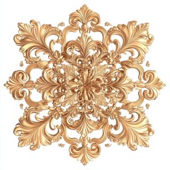 Baroque gold ornament on a transparent background. Decorative elegant design on a white background. Golden elements in rococo and baroque styles. Seamless vintage design.