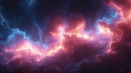 Wall Mural - colorful cosmic nebula with glowing pink and purple clouds surrounded by stars in deep space atmosph