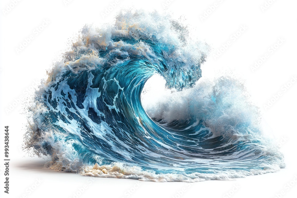 Massive ocean wave crashing with white foam and dynamic energy in ...