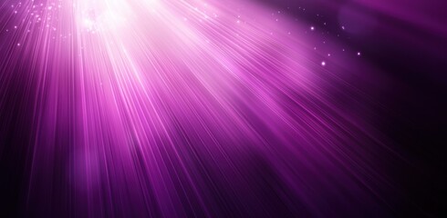Wall Mural - Radiant purple light beams with sparkling particles on dark background Generative AI