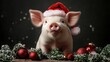 © Fay Melronna  - Pig in Santa hat with Christmas decorations