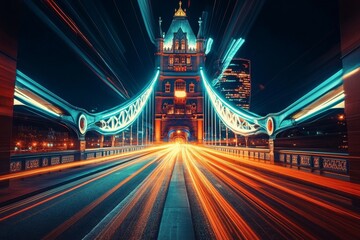 Wall Mural - Speed of light in London City, Generative AI