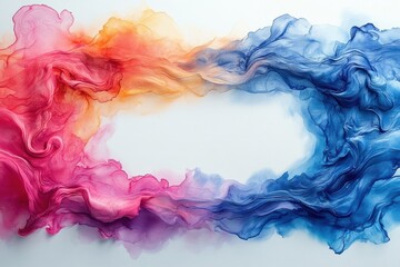 Colorful Abstract Swirls of Ink or Smoke on White Background