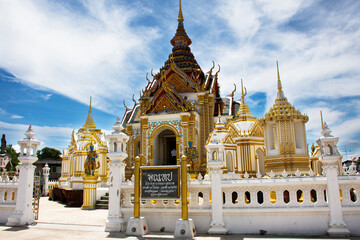 Ancient ordination hall or antique ubosot for thai people travel visit respect praying blessing buddha wish mystical at Wat Klang Bang Kaew at Nakhon Chai Si on May 24, 2024 in Nakhon Pathom, Thailand