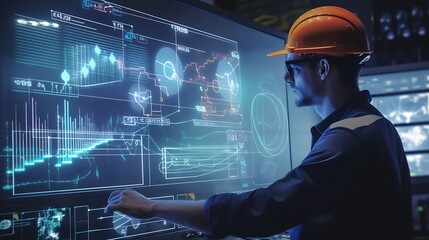 Engineers monitoring the field in a state-of-the-art smart factory