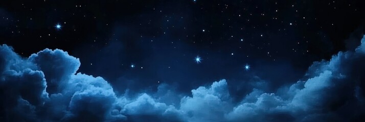 Wall Mural - Serene Night Sky with Stars and Clouds