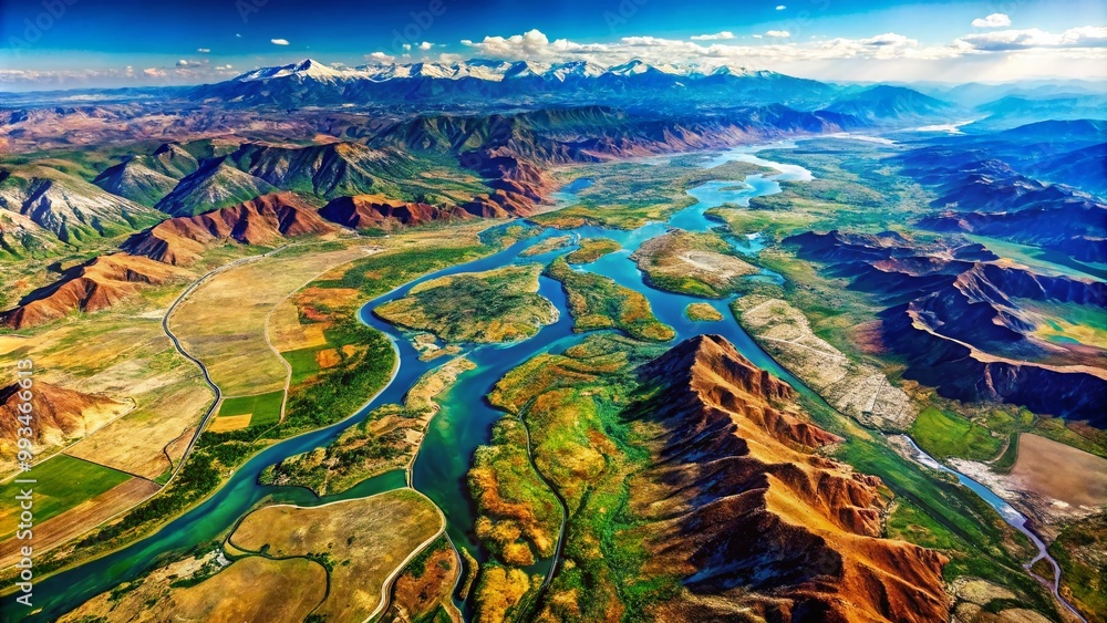 Satellite View of Colorado Landscape Showcasing Mountains, Rivers, and ...