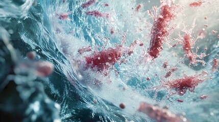 Wall Mural - abstract water splash with red liquid - science and art