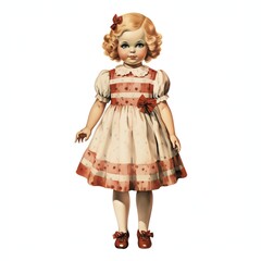 Vintage doll with curly hair and dress