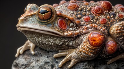 Close-Up Portrait of a Colorful Toad