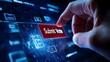 © pkproject - Fingers Tapping 'Submit Vote' Button on a Digital Screen for Online Voting in Digital Democracy