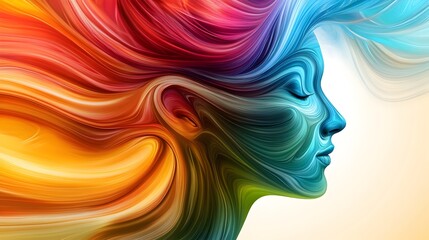 Colorful Abstract Head Symbolizing Business Innovation and Creative Thinking