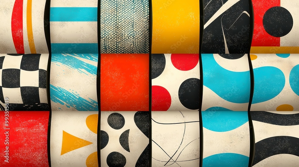 Fifties Atomic Retro Patterns, A vibrant collection of sixteen seamless ...