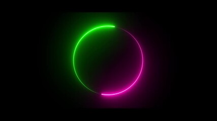Canvas Print - beautiful colorful neon circle frame loading icon on black background. neon circle loading icon anim