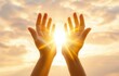 © AH TAR STOCK - Human hands open palm up worship. Eucharist Therapy Bless God Helping Repent Catholic Easter Lent Mind Pray. Christian Religion concept background. fighting and victory for god