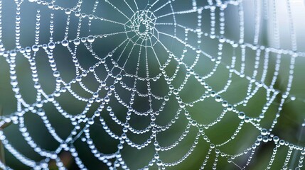  A spider web with water droplets, Halloween elements, Happy Halloween