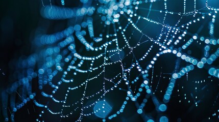  A spider web with water droplets, Halloween elements, Happy Halloween