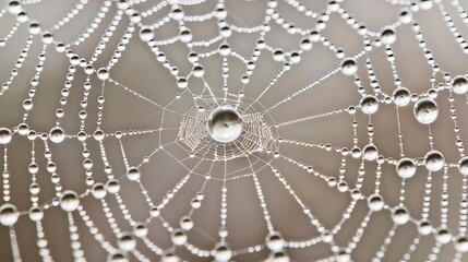  A spider web with water droplets, Halloween elements, Happy Halloween