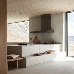 Wall Mural - Norwegian modern kitchen in minimalist style