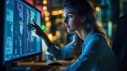 Woman Coding on Computer
