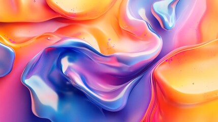 Wall Mural - Flowing Abstract Fluid Shapes in Vibrant Colors - Dynamic Organic Artistic Design