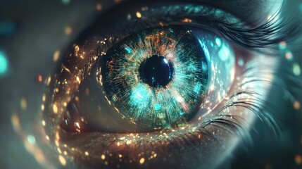 Wall Mural - Digital Eye, A Close Up of a Sparkling Eye