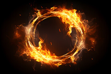 Sticker - Realistic Ring of fire isolated on a black background