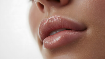 Wall Mural - Close up view of beautiful woman lips. Fashion make up, beauty injections concept, cosmetology