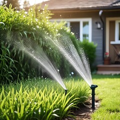 Canvas Print - sprinkler spraying water